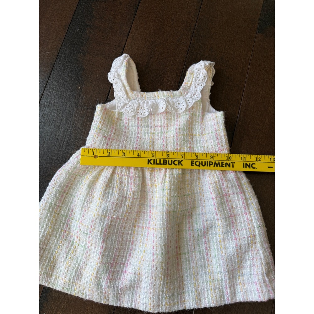 Janie and Jack Baby Girls Tweed Dress with Lace Collar 12-18 months sleeveless - Picture 4 of 6